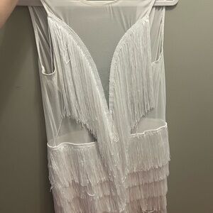 White Fringe Sleeveless romper